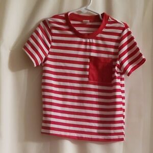 SHEIN Red and White Striped Short Sleeve Tee